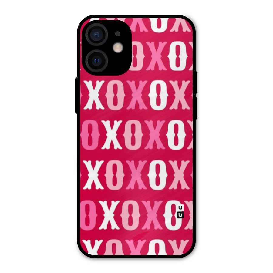 Pink White Xoxo Metal Back Case for iPhone 12 Mini