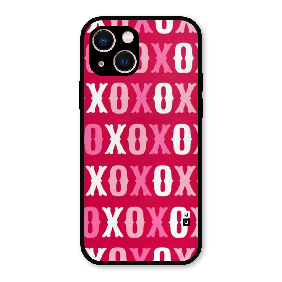 Pink White Xoxo Metal Back Case for iPhone 13