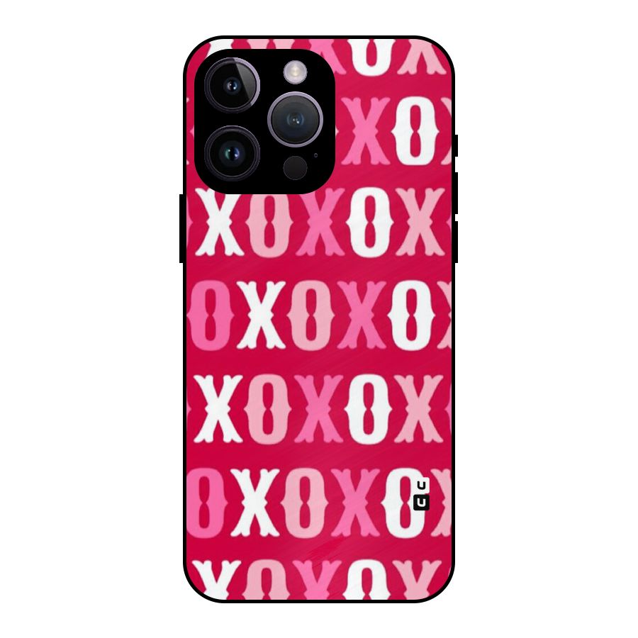 Pink White Xoxo Metal Back Case for iPhone 14 Pro Max