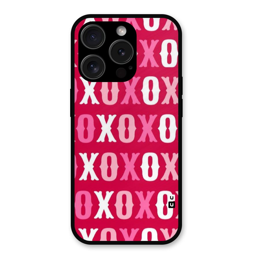 Pink White Xoxo Metal Back Case for iPhone 15 Pro