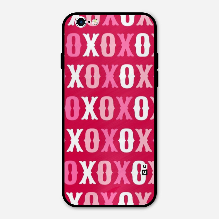 Pink White Xoxo Metal Back Case for iPhone 6 6s