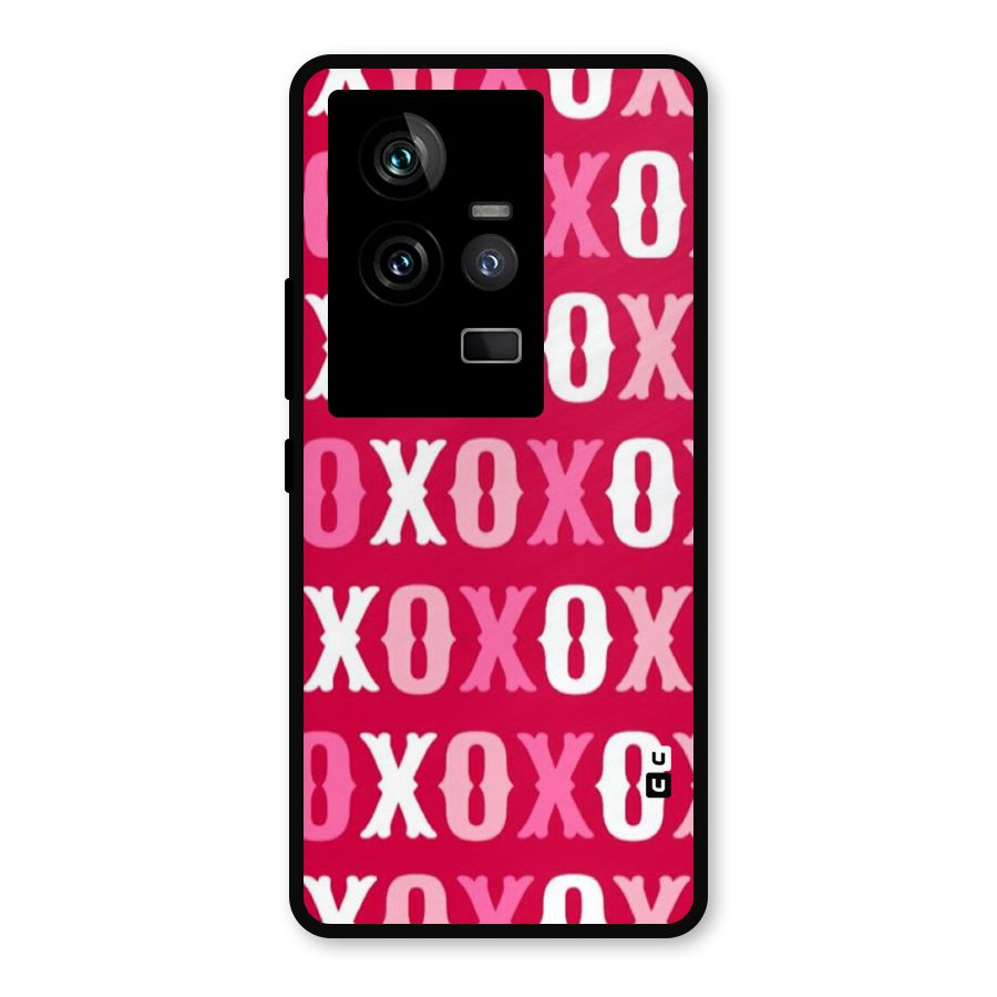 Pink White Xoxo Metal Back Case for iQOO 11 5G