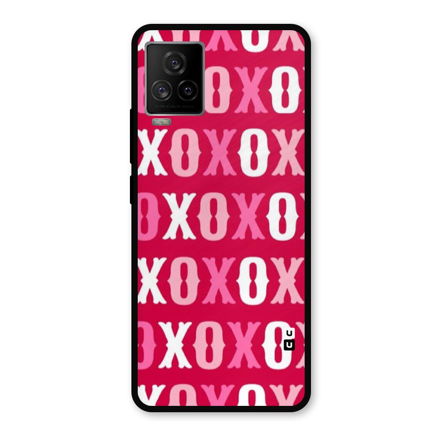 Pink White Xoxo Metal Back Case for iQOO 7 Legend 5G