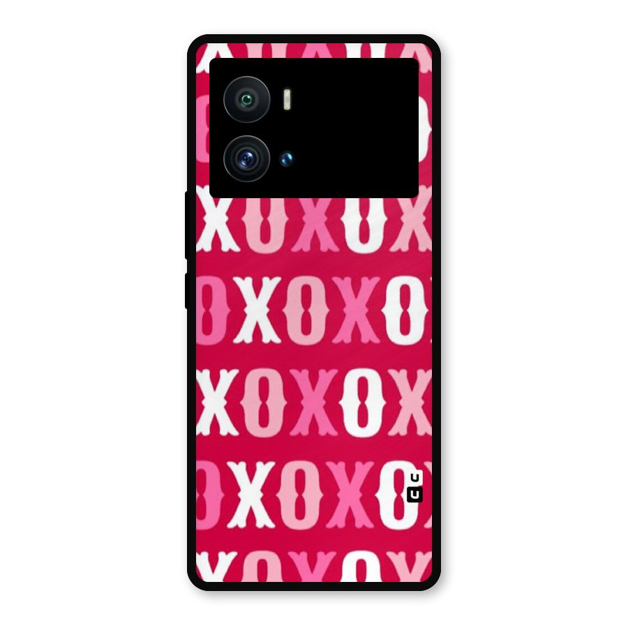 Pink White Xoxo Metal Back Case for iQOO 9 Pro