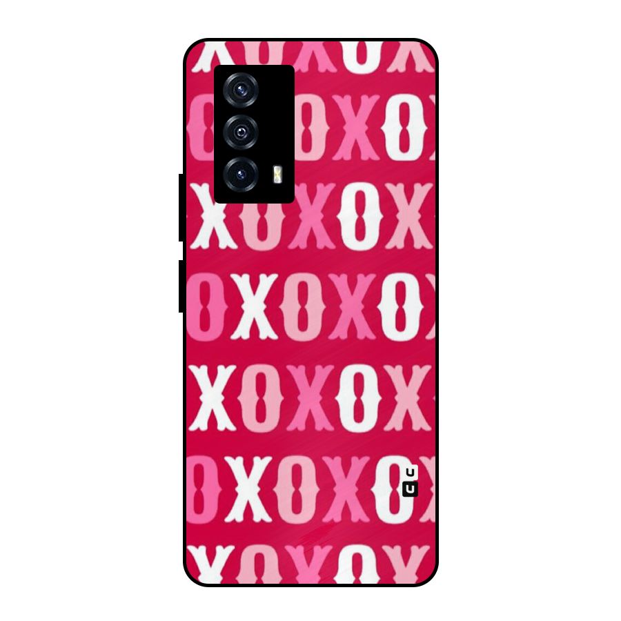 Pink White Xoxo Metal Back Case for iQOO Z5