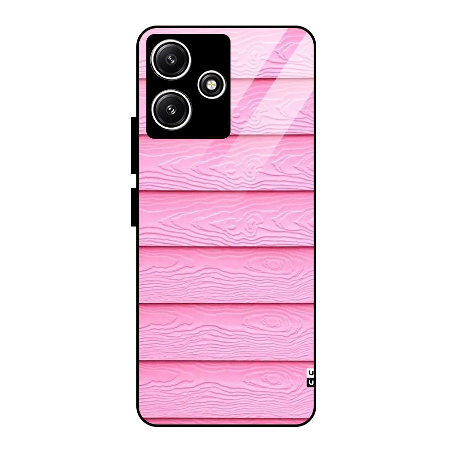 Pink Wood Glass Back Case for Poco M6 Pro