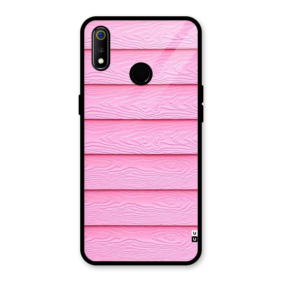 Pink Wood Glass Back Case for Realme 3i