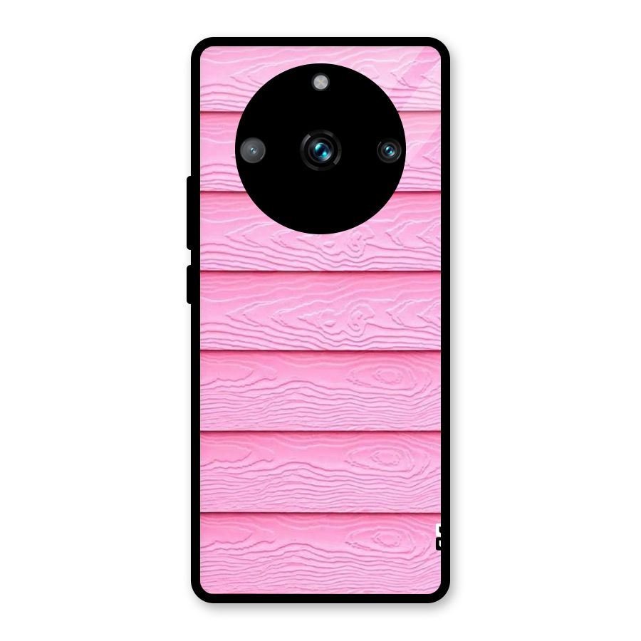 Pink Wood Glass Back Case for Realme Narzo 60 Pro