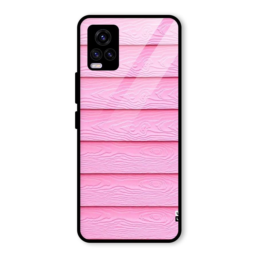 Pink Wood Glass Back Case for Vivo V20 2021