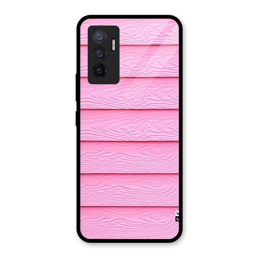 Pink Wood Glass Back Case for Vivo V23e