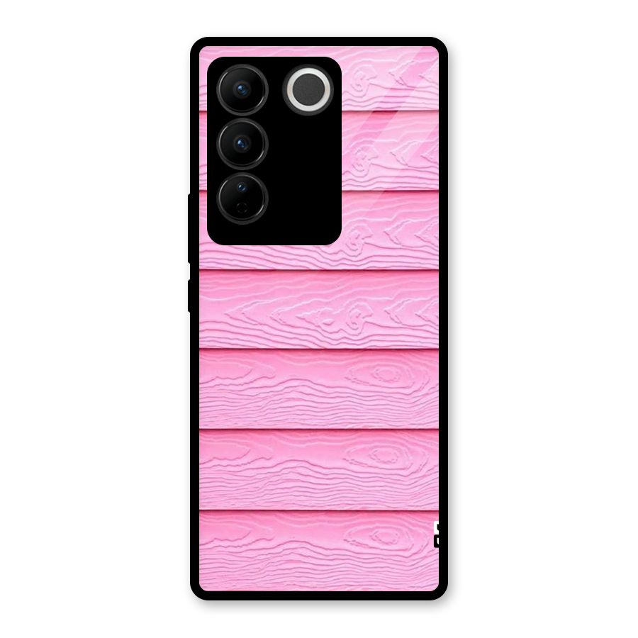 Pink Wood Glass Back Case for Vivo V27