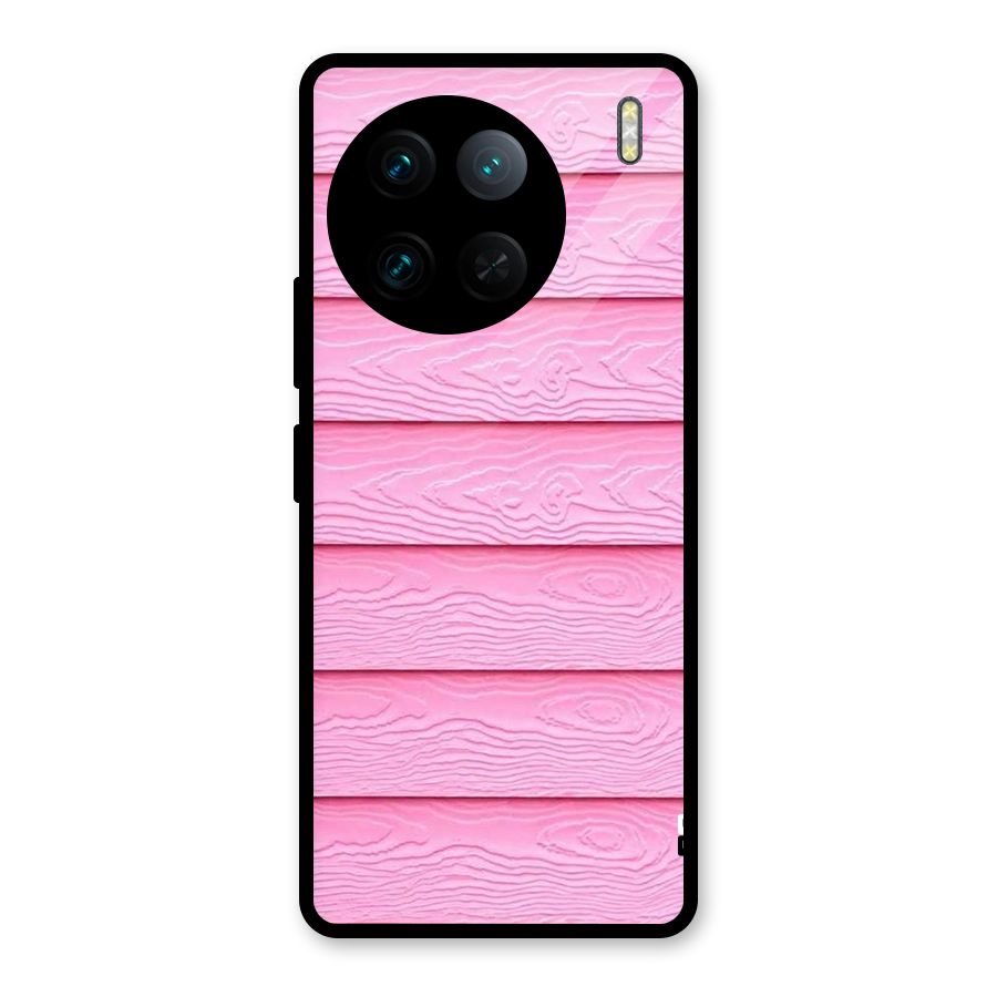 Pink Wood Glass Back Case for Vivo X90 Pro