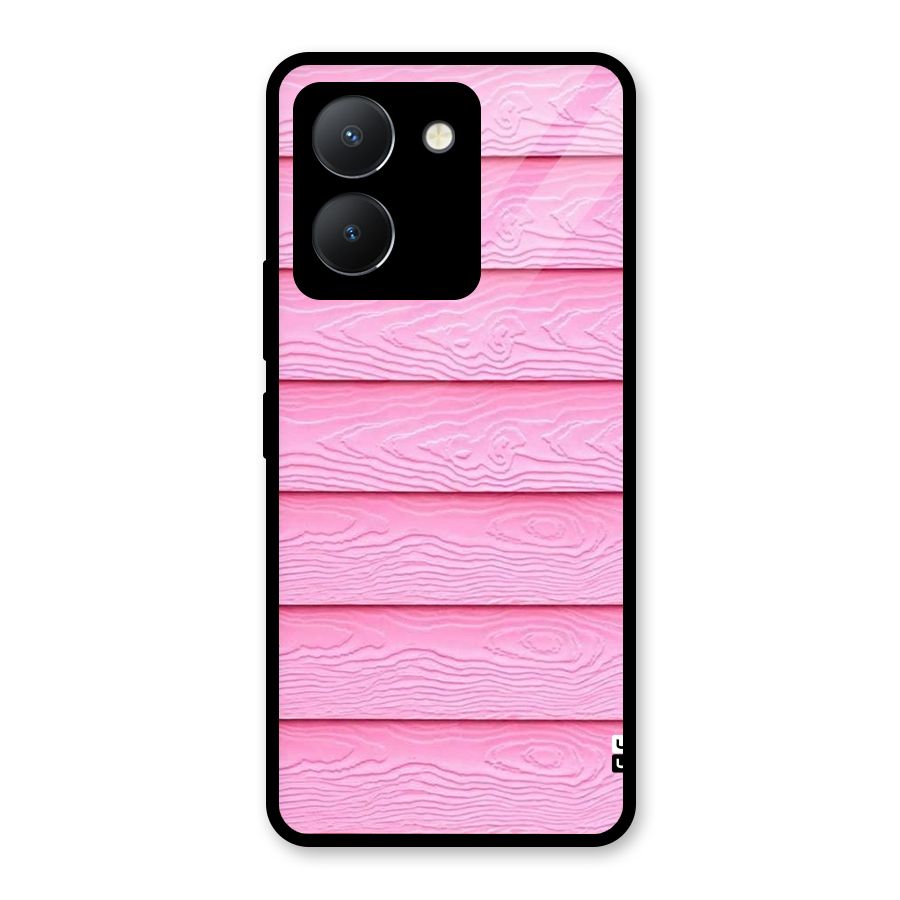 Pink Wood Glass Back Case for Vivo Y36