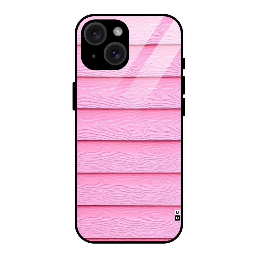 Pink Wood Glass Back Case for iPhone 15