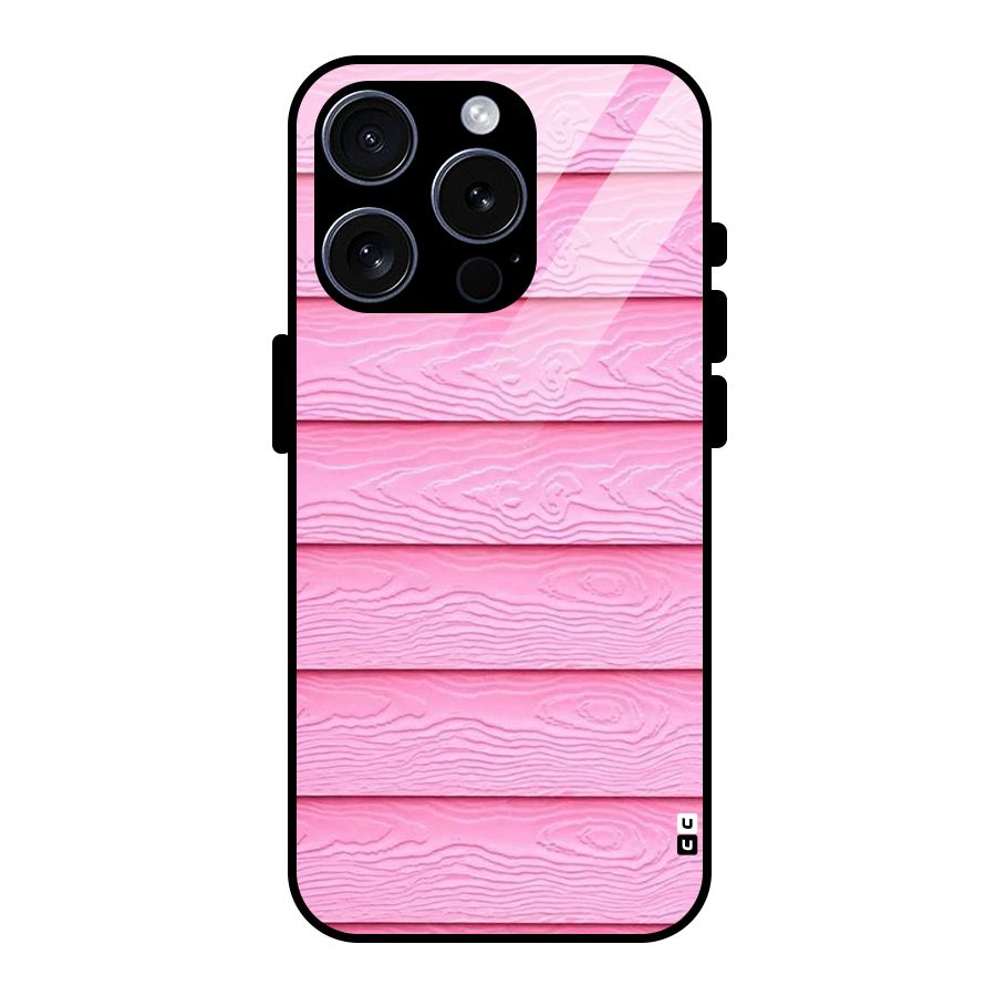 Pink Wood Glass Back Case for iPhone 15 Pro