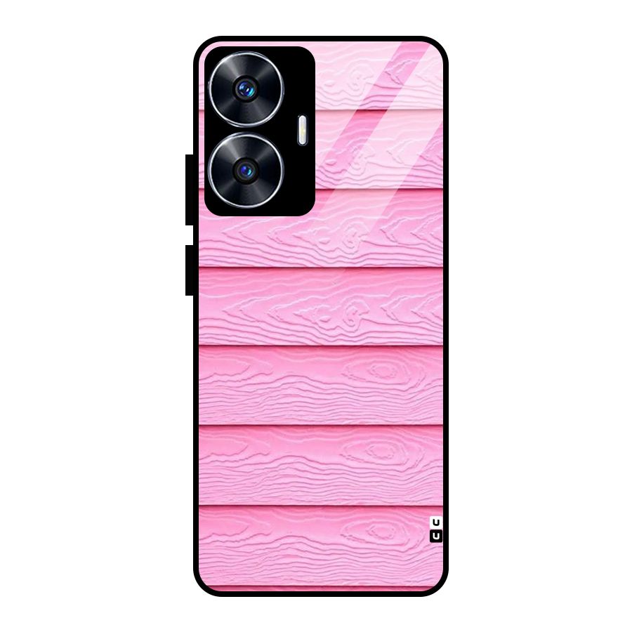 Pink Wood Glass Back Case for realme C55