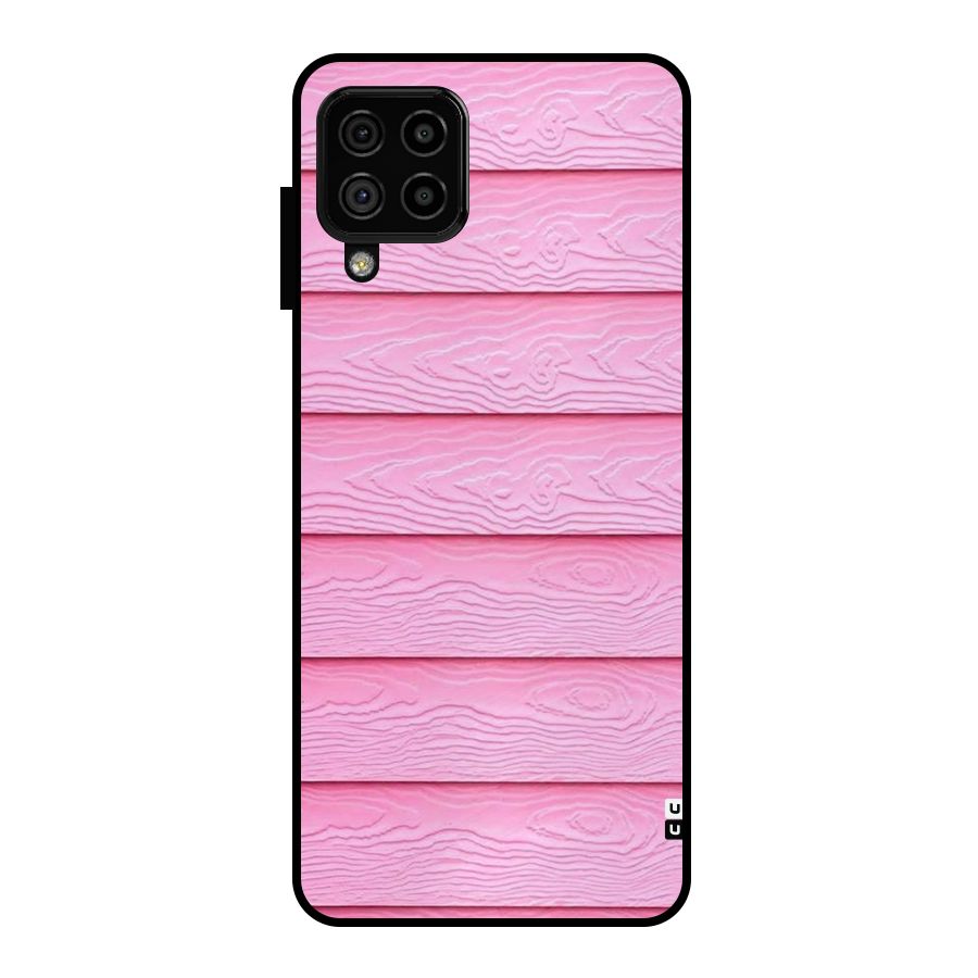 Pink Wood Metal Back Case for Galaxy A22 4G