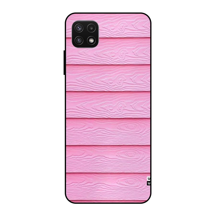 Pink Wood Metal Back Case for Galaxy A22 5G
