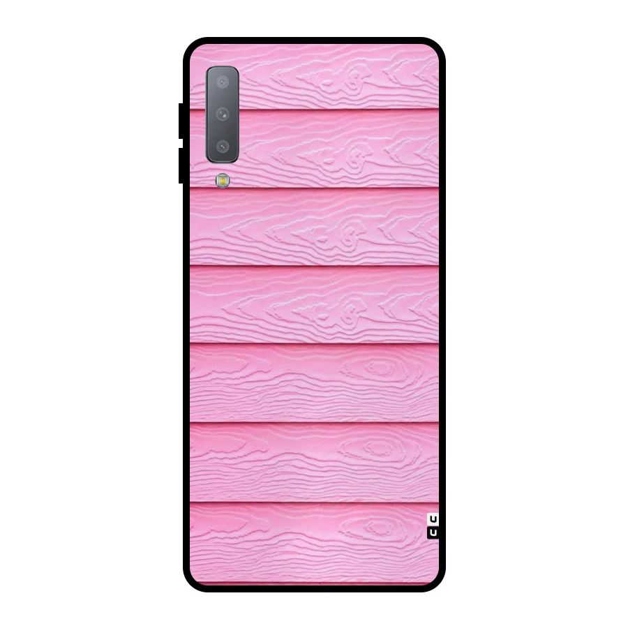 Pink Wood Metal Back Case for Galaxy A7 (2018)