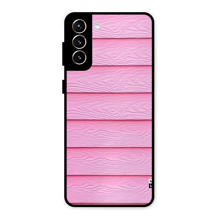 Pink Wood Metal Back Case for Galaxy S21 Plus