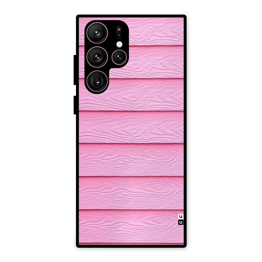 Pink Wood Metal Back Case for Galaxy S22 Ultra 5G