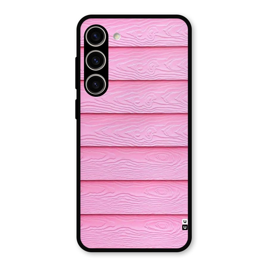 Pink Wood Metal Back Case for Galaxy S23 Plus
