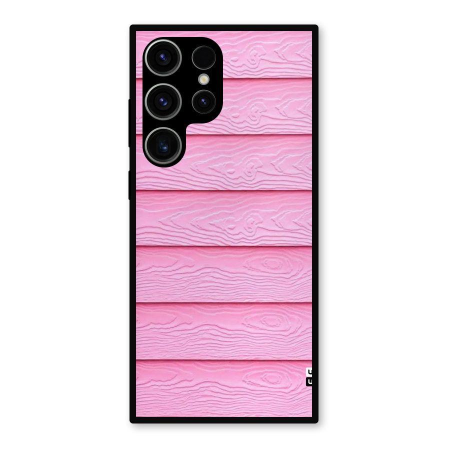 Pink Wood Metal Back Case for Galaxy S23 Ultra