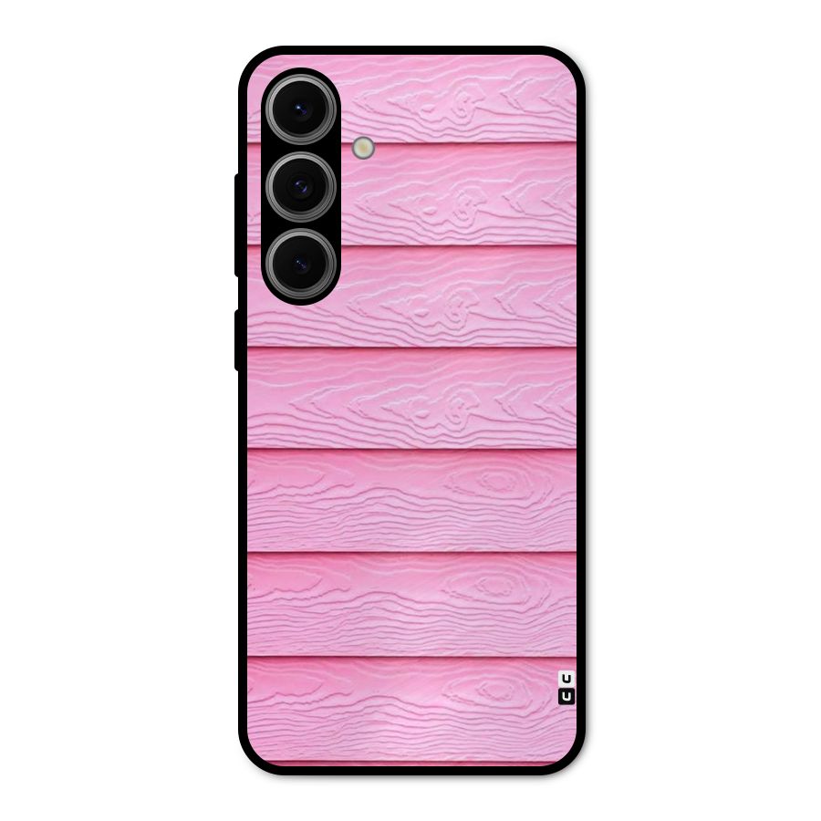 Pink Wood Metal Back Case for Galaxy S24 FE