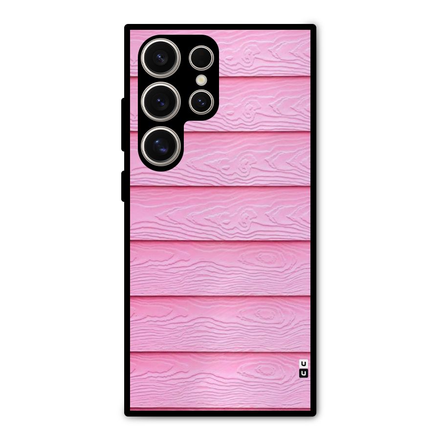 Pink Wood Metal Back Case for Galaxy S24 Ultra