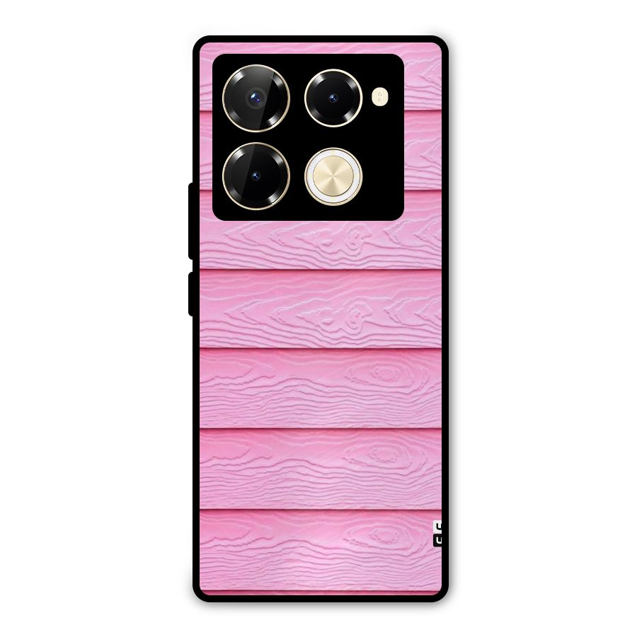Pink Wood Metal Back Case for Infinix Note 40 Pro Plus