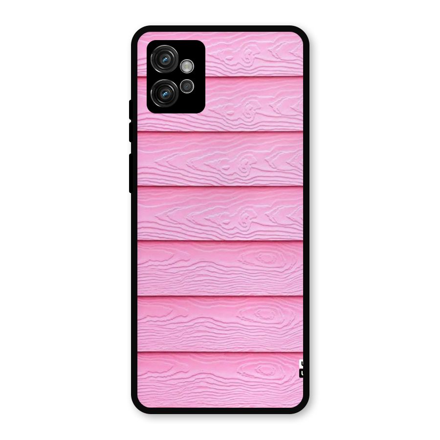 Pink Wood Metal Back Case for Moto G32