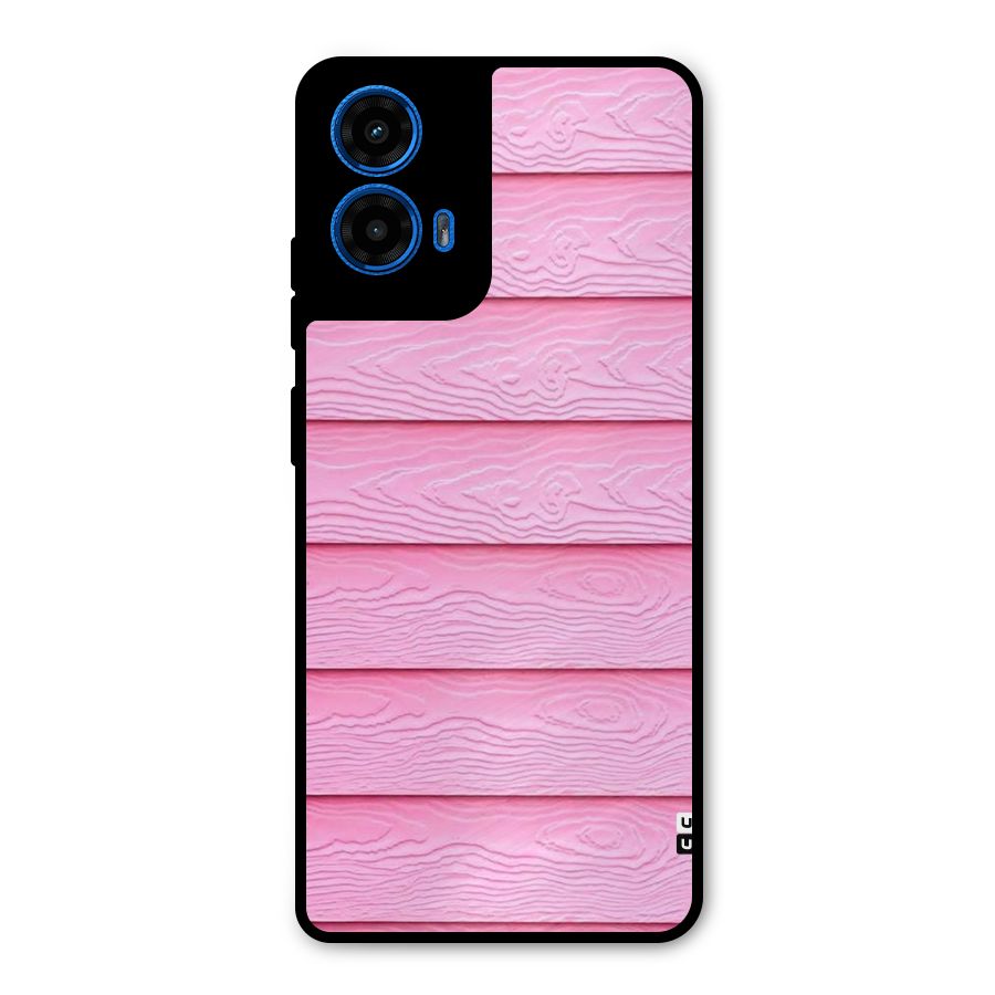Pink Wood Metal Back Case for Moto G45