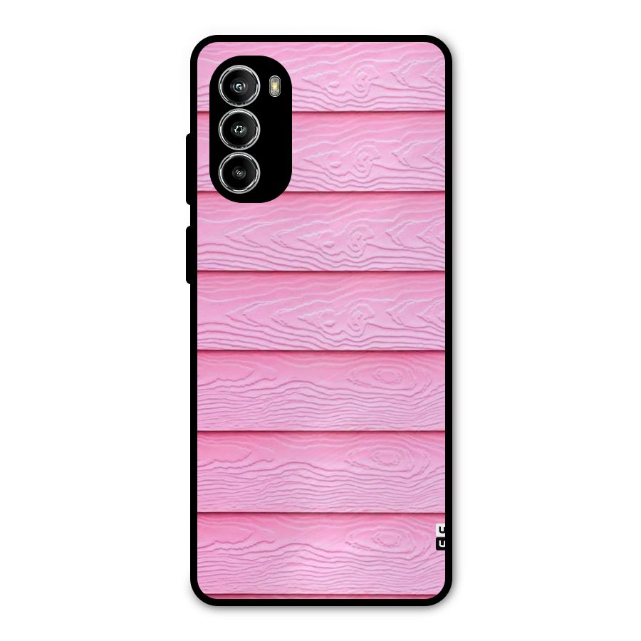 Pink Wood Metal Back Case for Moto G52
