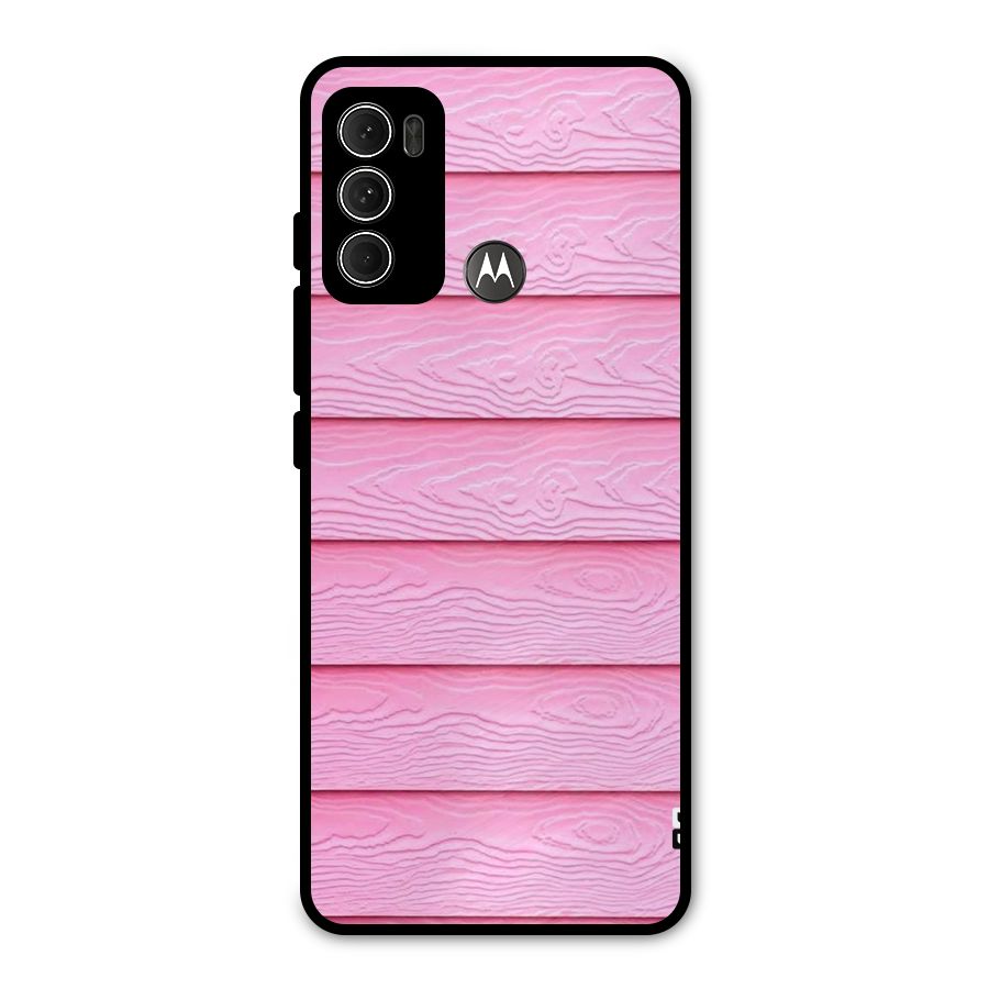 Pink Wood Metal Back Case for Moto G60