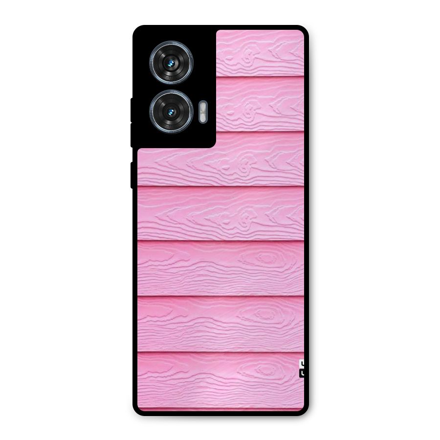 Pink Wood Metal Back Case for Motorola Edge 50 Fusion