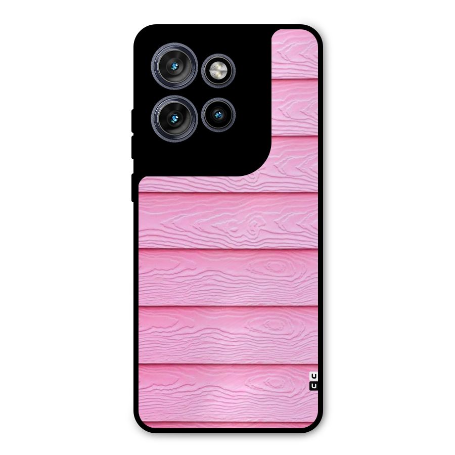 Pink Wood Metal Back Case for Motorola Edge 50 Neo