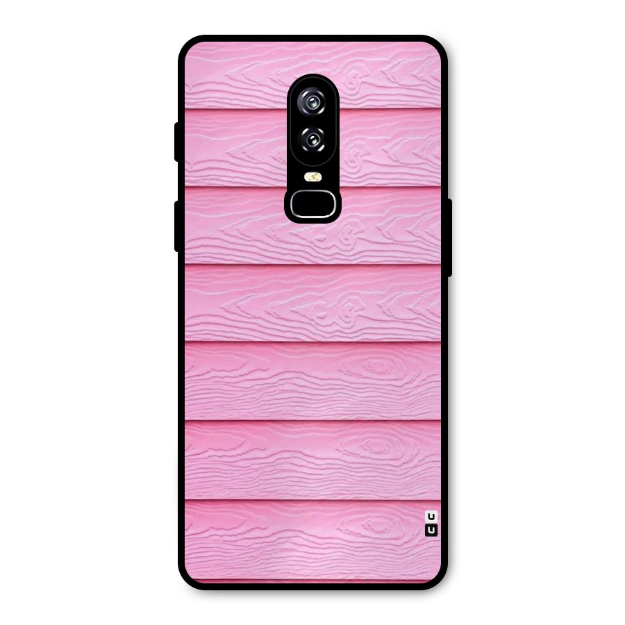 Pink Wood Metal Back Case for OnePlus 6