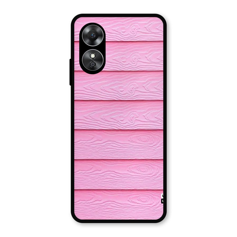 Pink Wood Metal Back Case for Oppo A17