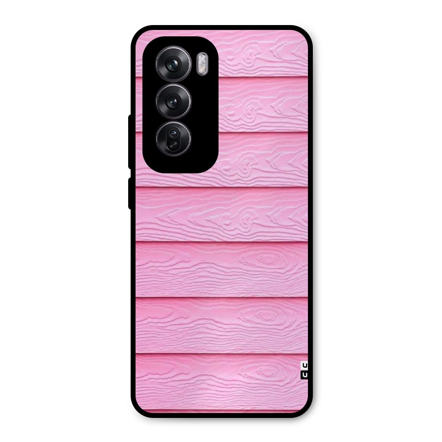 Pink Wood Metal Back Case for Oppo Reno12 Pro