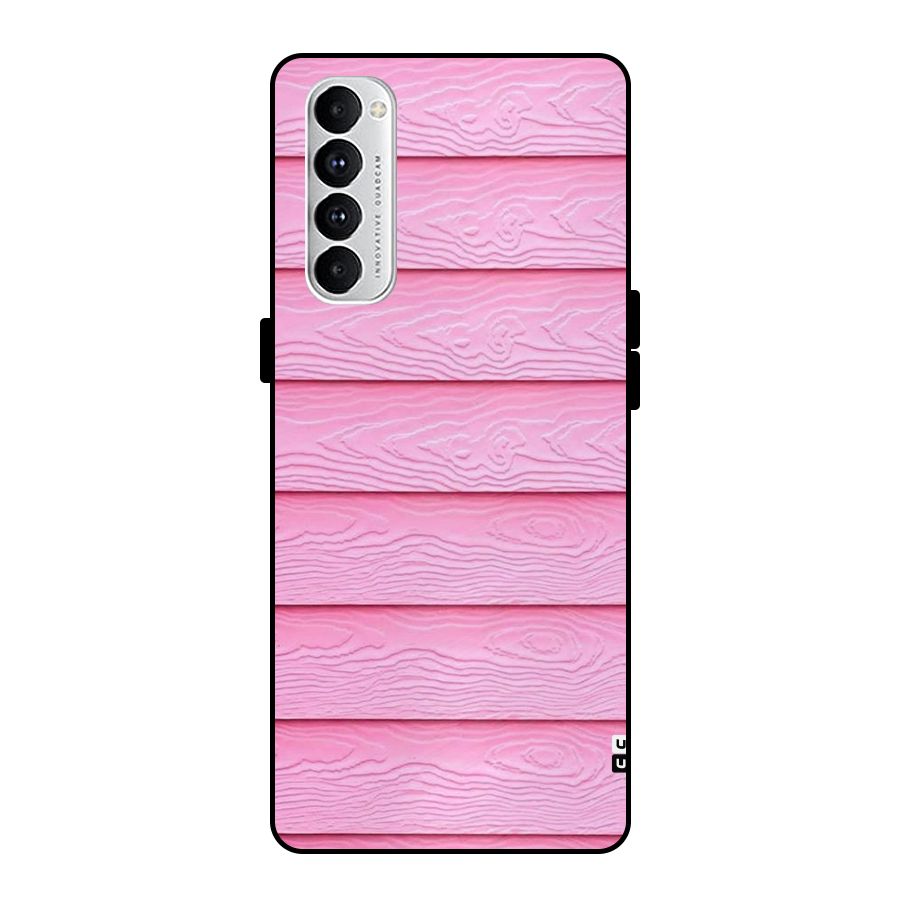 Pink Wood Metal Back Case for Oppo Reno4 Pro