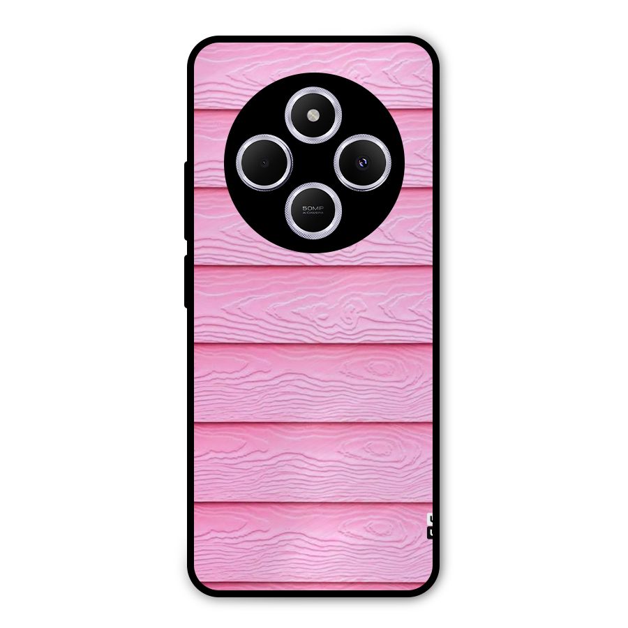 Pink Wood Metal Back Case for Poco C75 5G