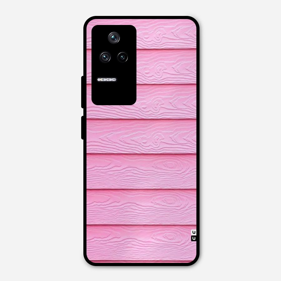 Pink Wood Metal Back Case for Poco F4 5G