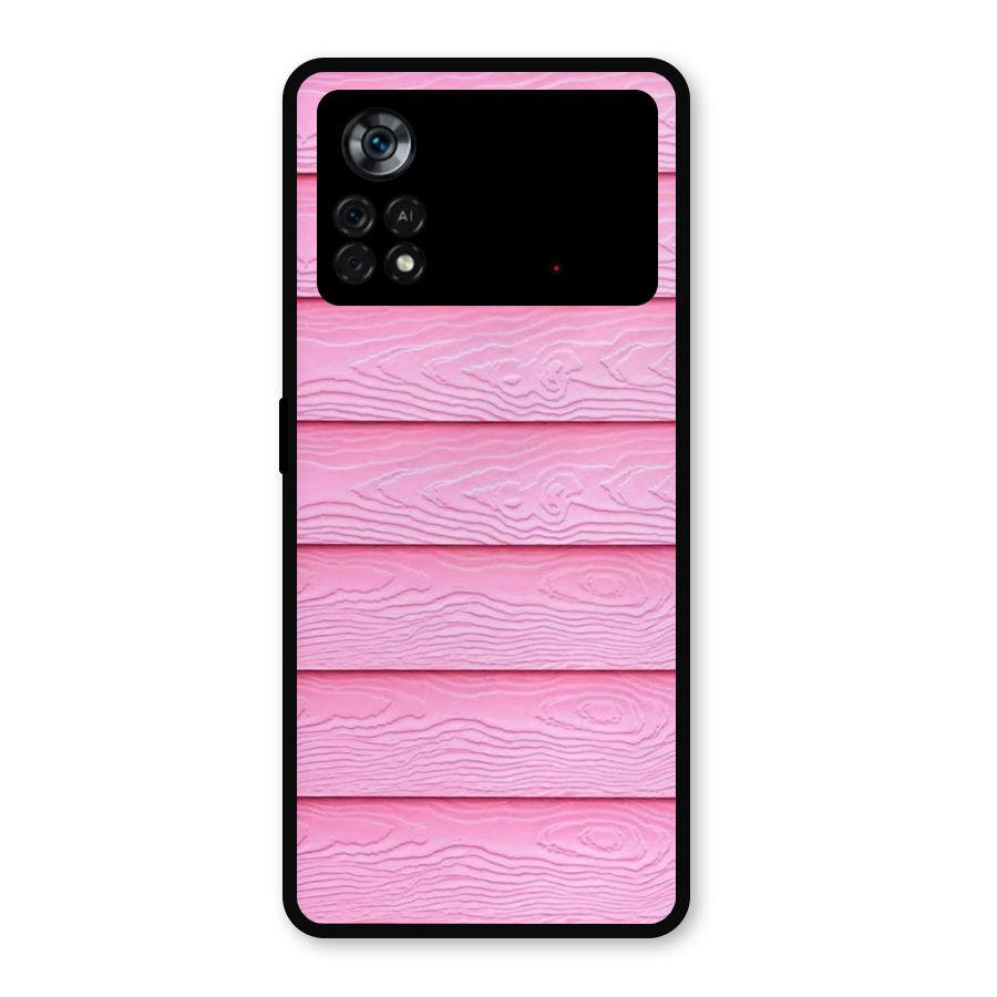 Pink Wood Metal Back Case for Poco X4 Pro 5G