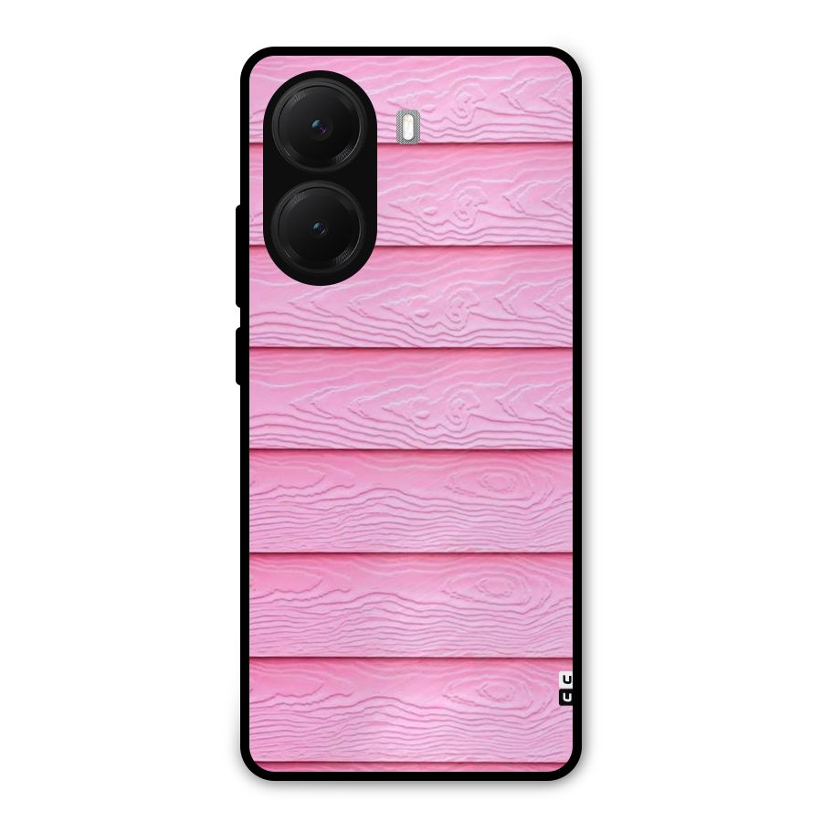 Pink Wood Metal Back Case for Poco X7 Pro