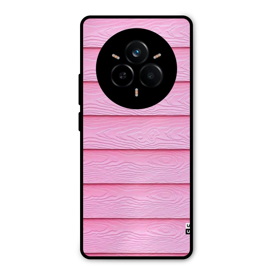 Pink Wood Metal Back Case for Realme 14 Pro
