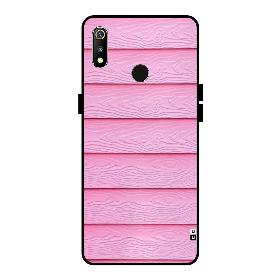 Pink Wood Metal Back Case for Realme 3i