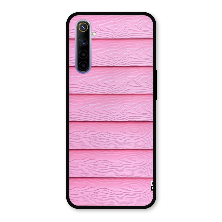 Pink Wood Metal Back Case for Realme 6
