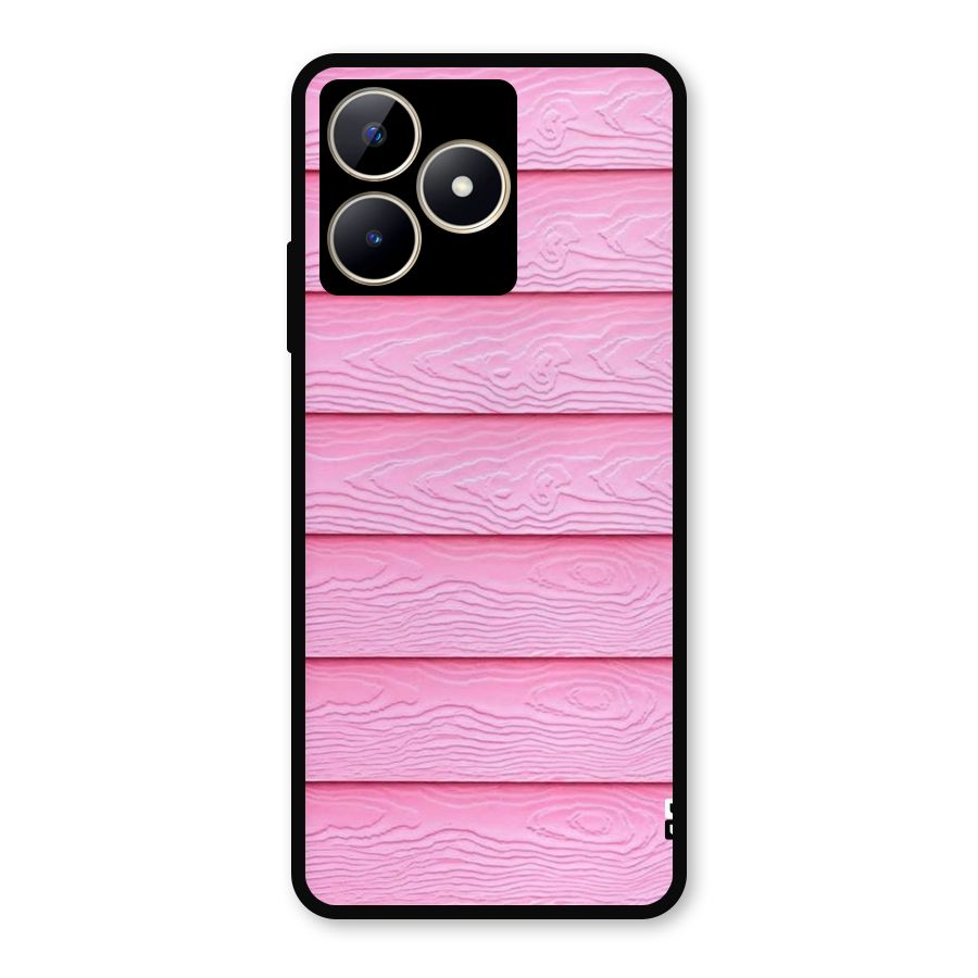 Pink Wood Metal Back Case for Realme C53