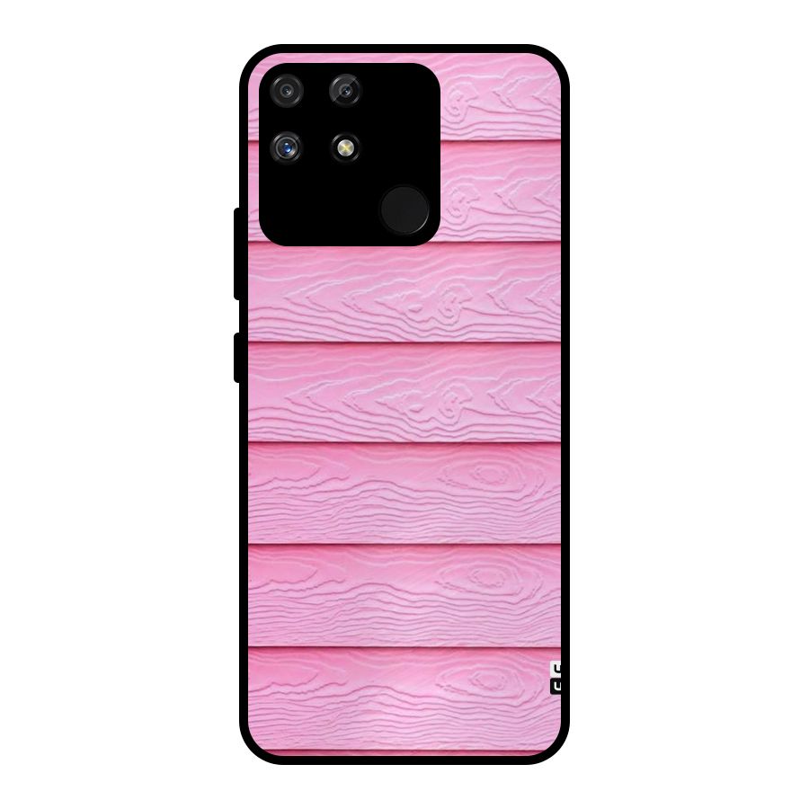 Pink Wood Metal Back Case for Realme Narzo 50A