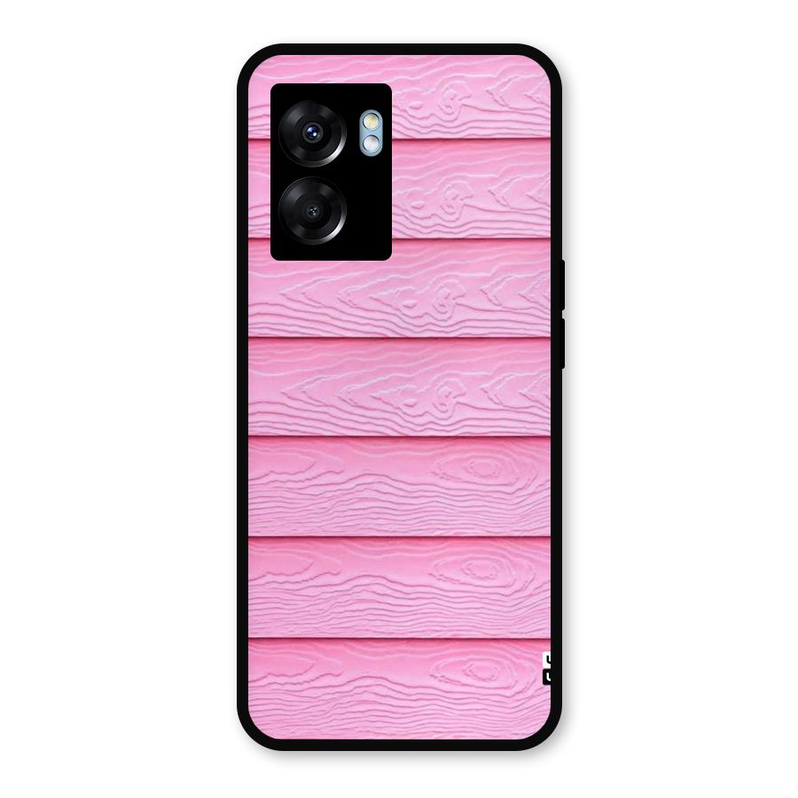 Pink Wood Metal Back Case for Realme Narzo 50 5G